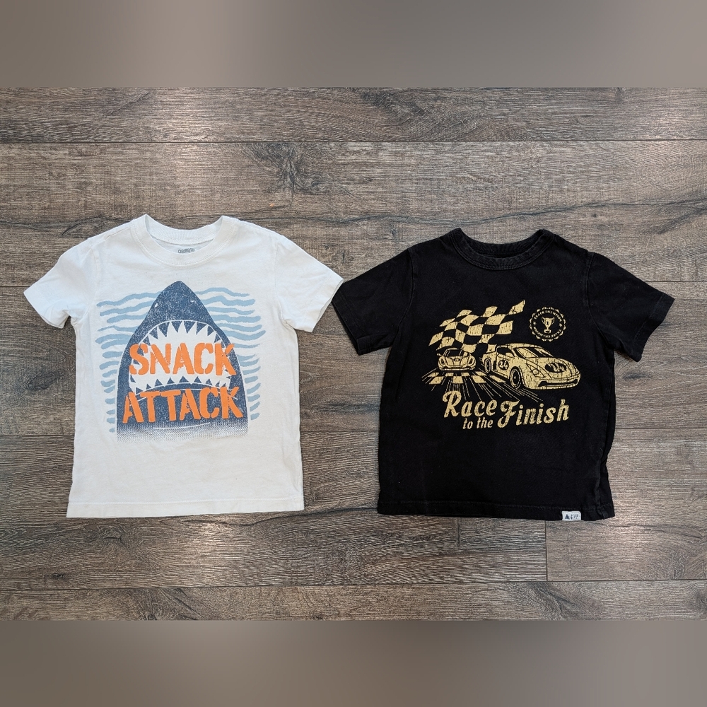 Gap 2T Cotton T-shirt Bundle Toddler Boy Shark Race Cars Oshkosh